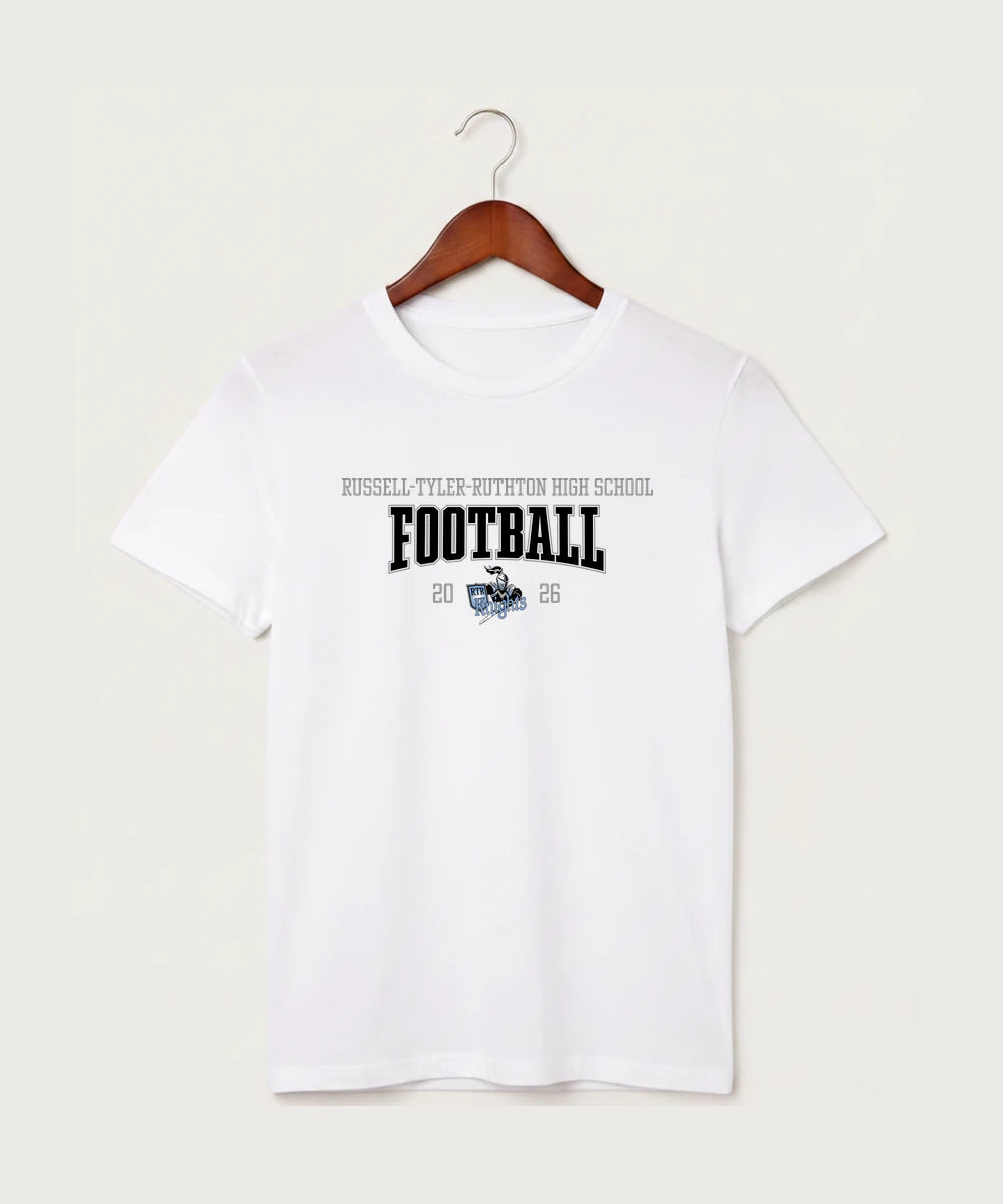 Russell-Tyler-Ruthton High School Football (Boys) - White T-Shirt - Full Front