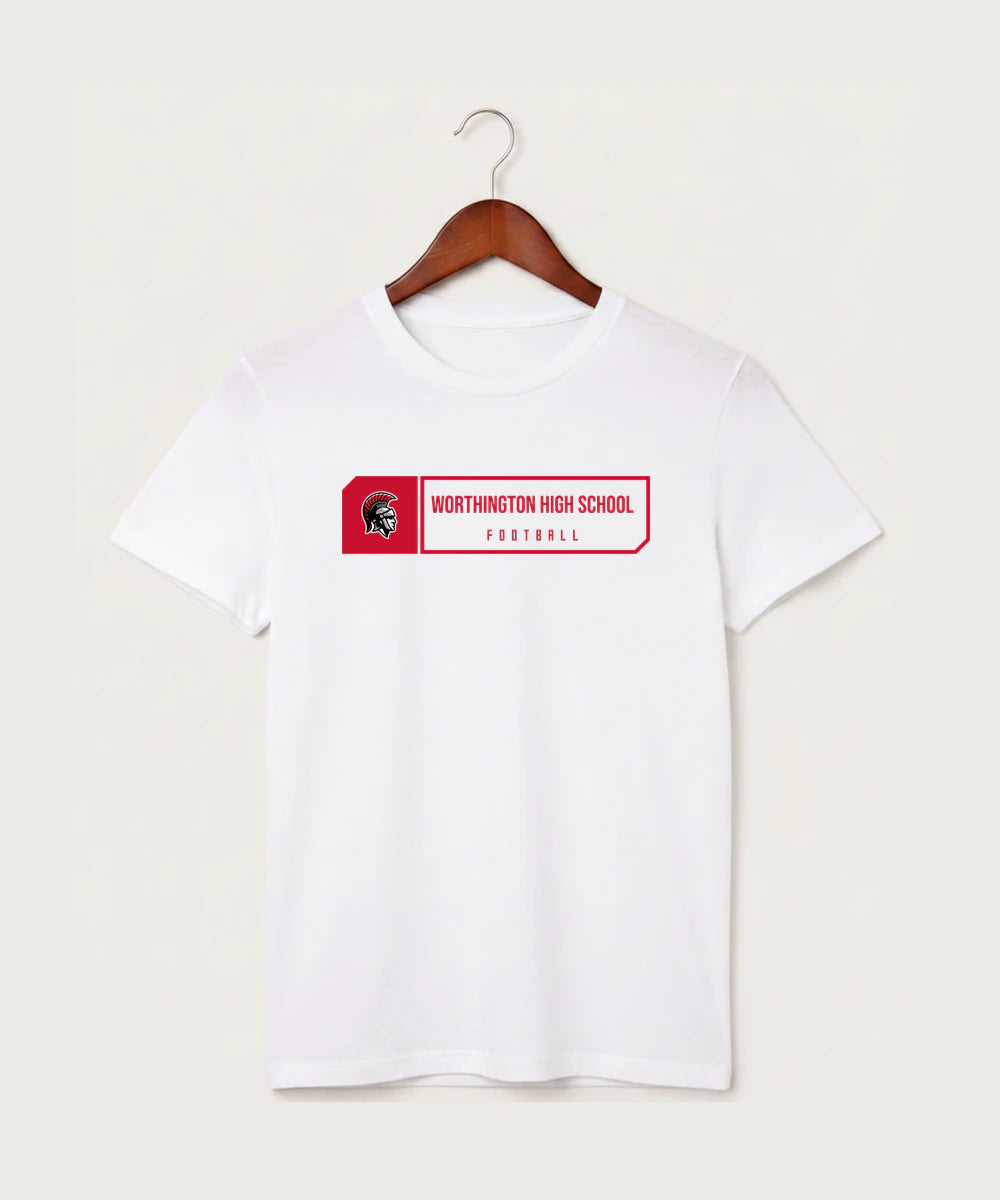 Worthington High School Football (Boys) - White T-Shirt - Full Front