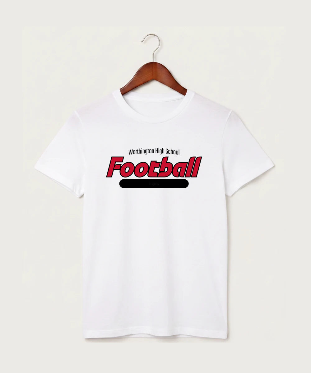 Worthington High School Football (Boys) - White T-Shirt - Full Front