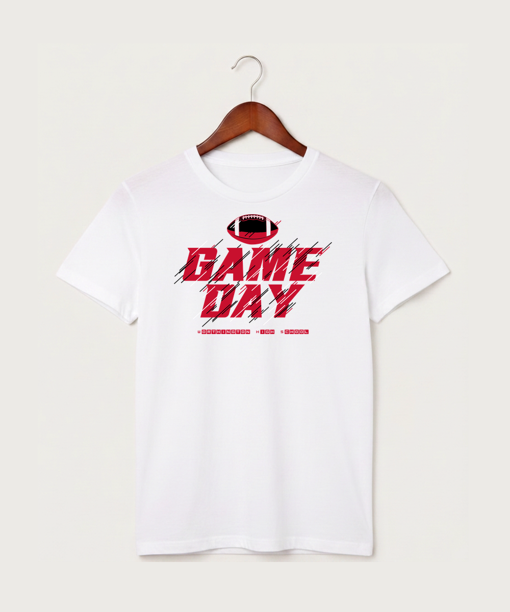 Worthington High School Football (Boys) - White T-Shirt - Full Front