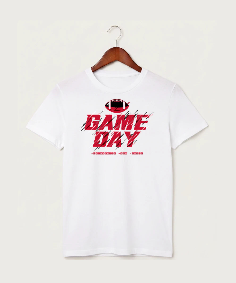 Worthington High School Football (Boys) - White T-Shirt - Full Front