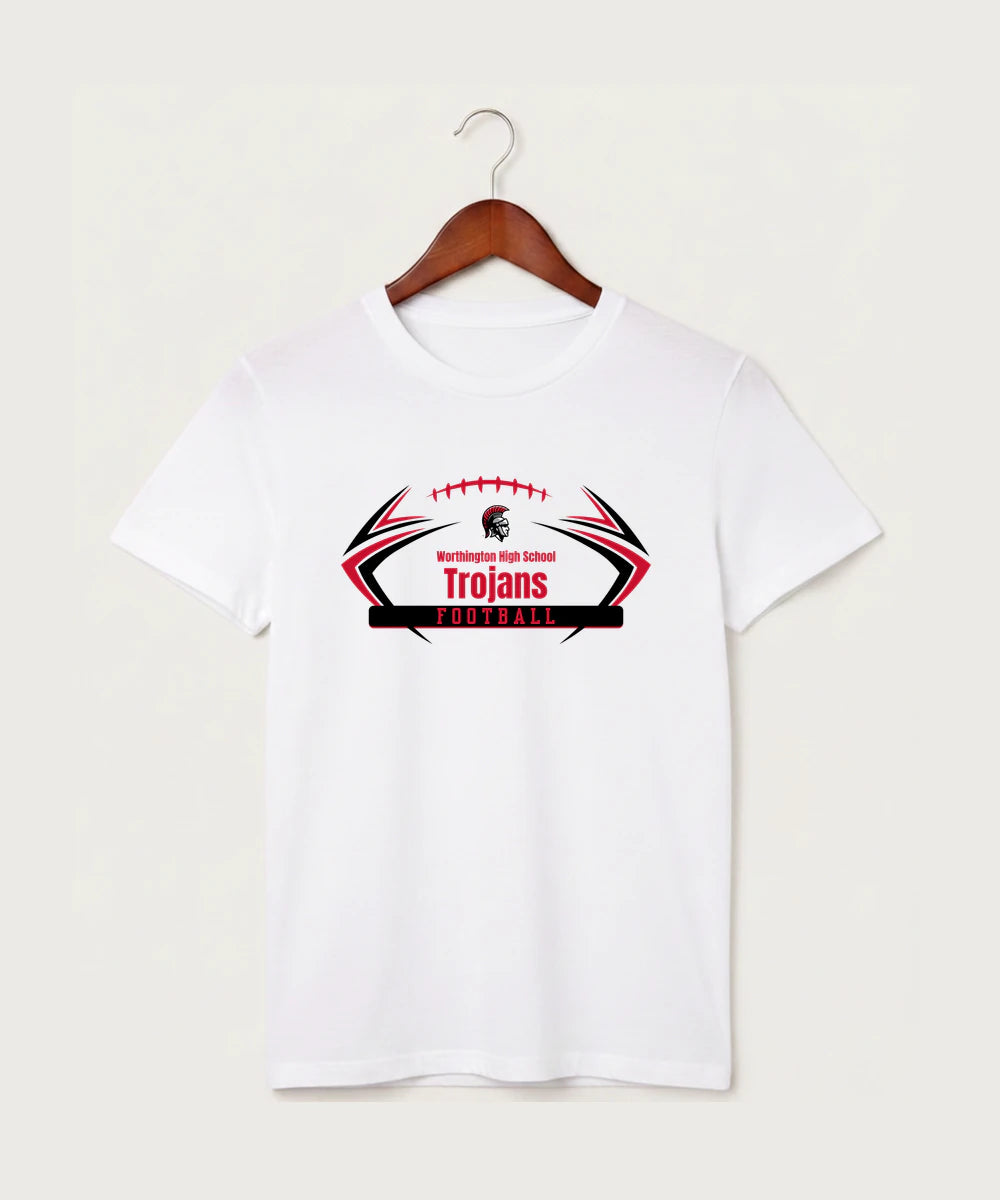Worthington High School Football (Boys) - White T-Shirt - Full Front