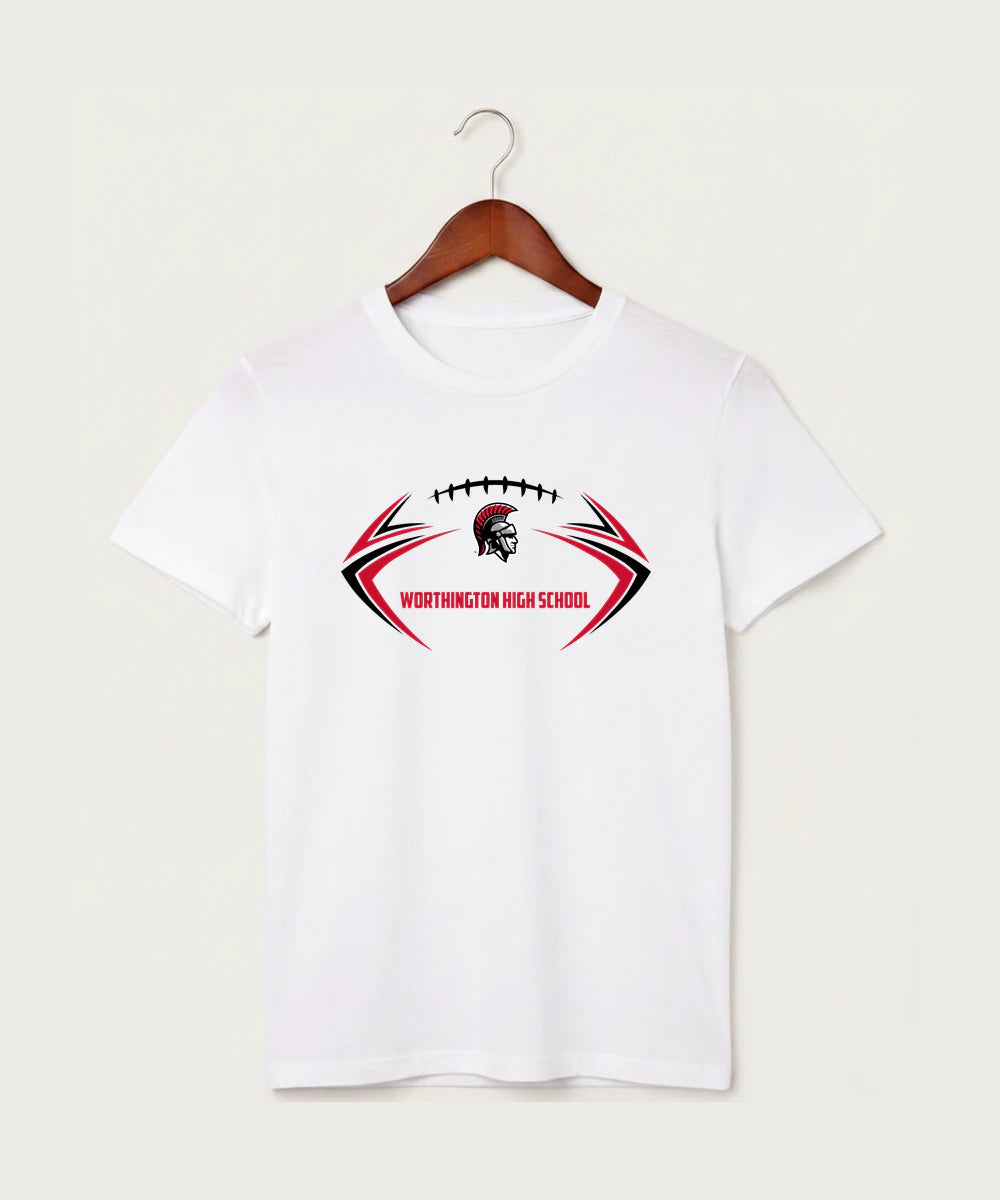 Worthington High School Football (Boys) - White T-Shirt - Full Front