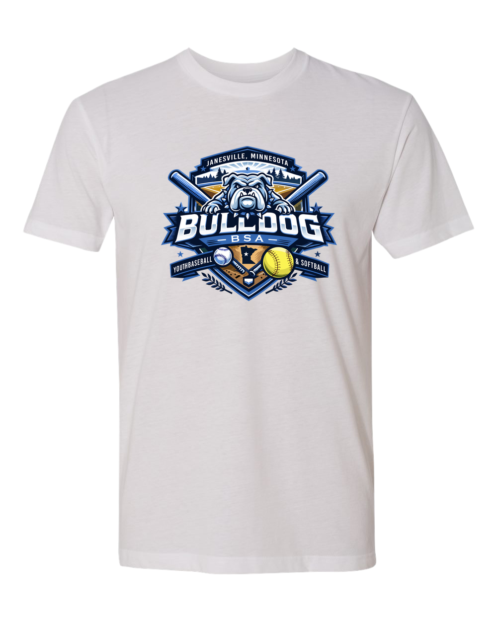 JWP Youth Baseball/Softball - White T-Shirt - Full Front