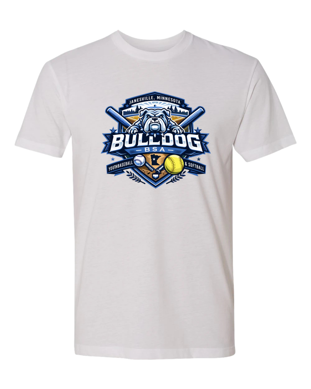 JWP Youth Baseball/Softball - White T-Shirt - Full Front