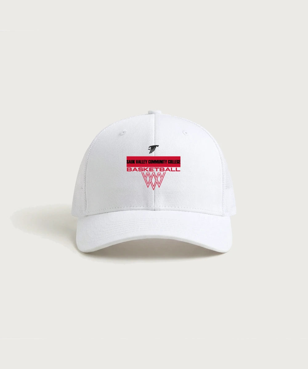 Sauk Valley Community College Basketball Team Store - White/ White Sport-Tek Club Trucker Cap STC46