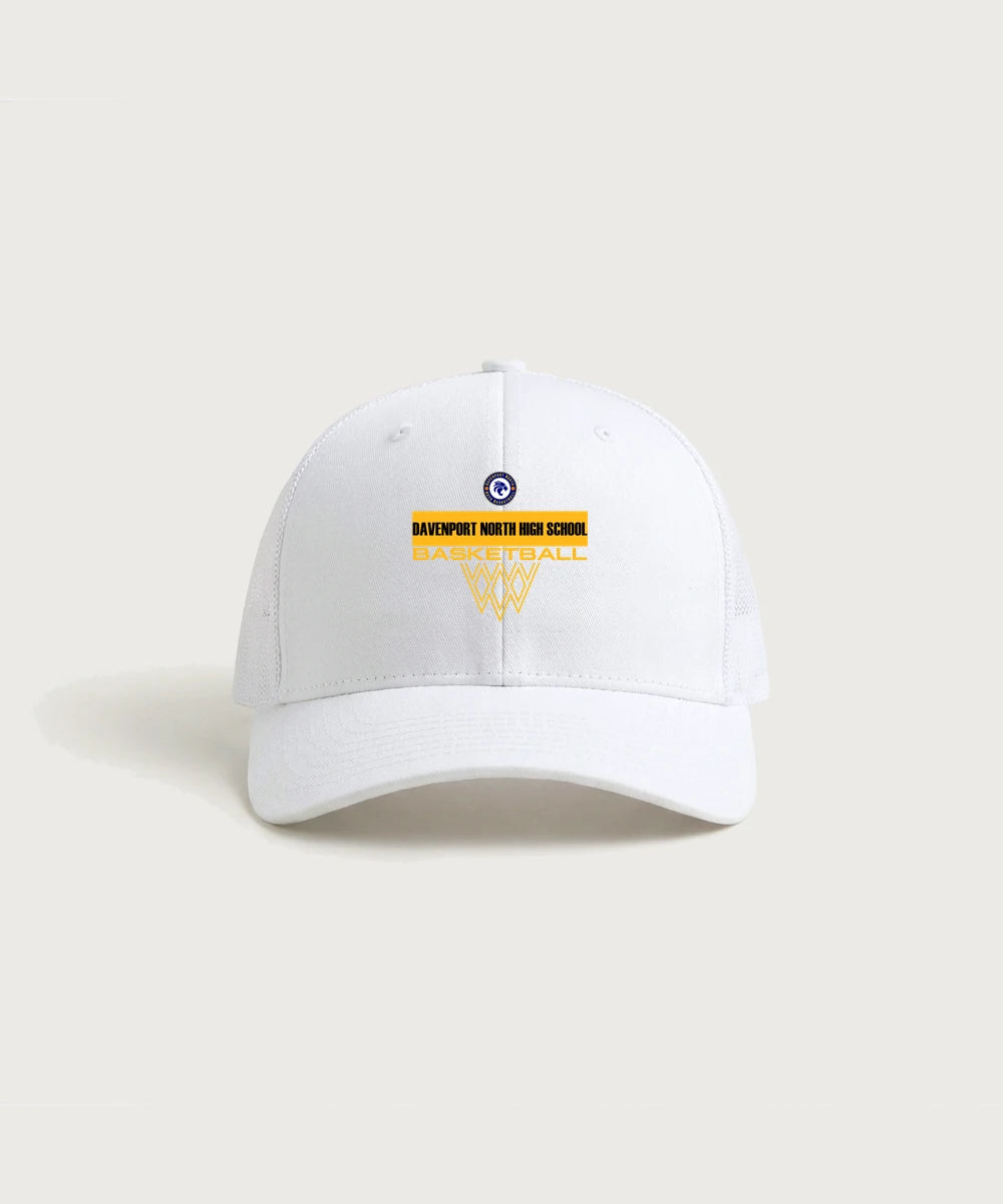 Davenport North High School Basketball Team Store - White/ White Sport-Tek Club Trucker Cap STC46