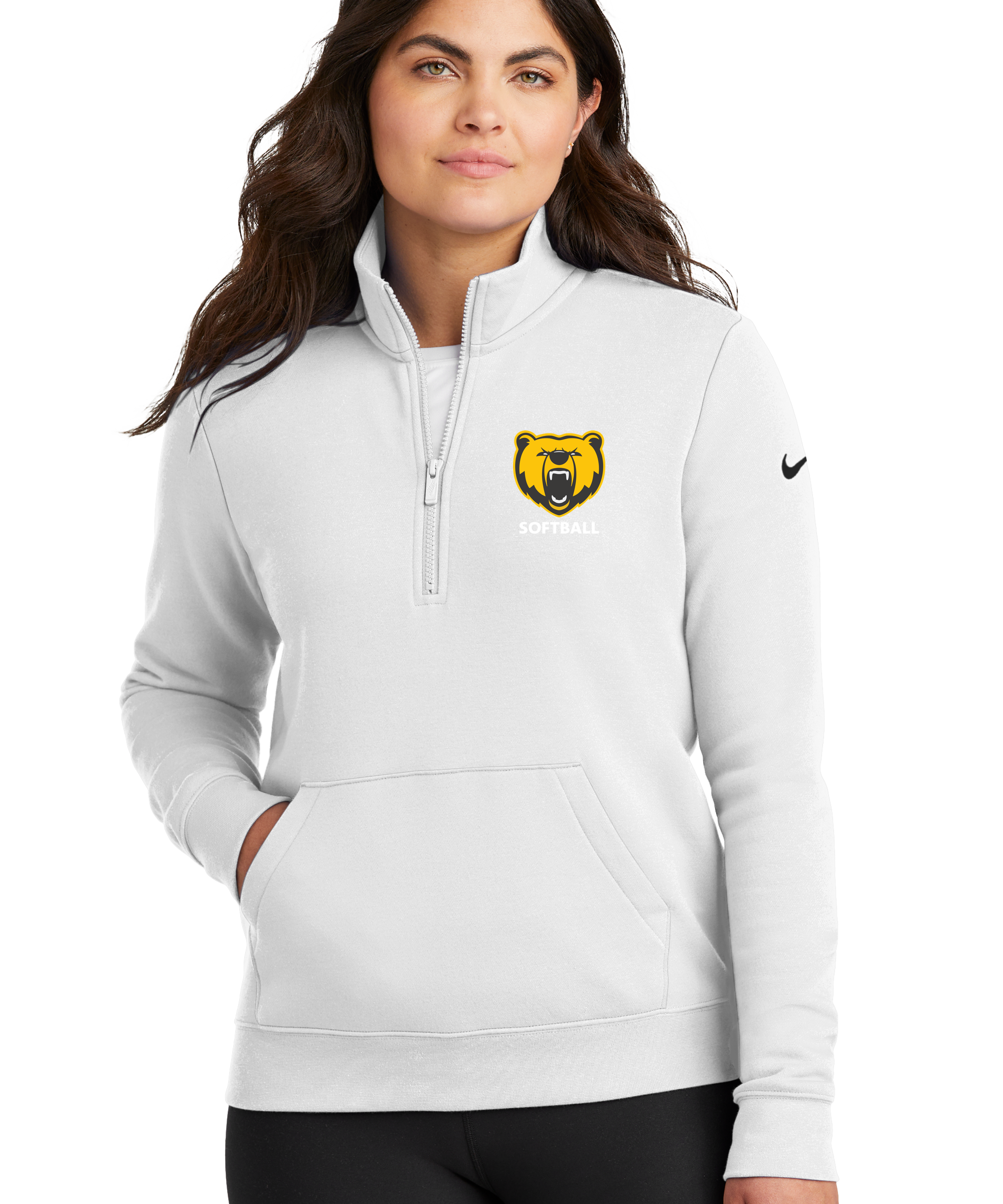 Byron Softball - White 1/2 Zip - Left Chest