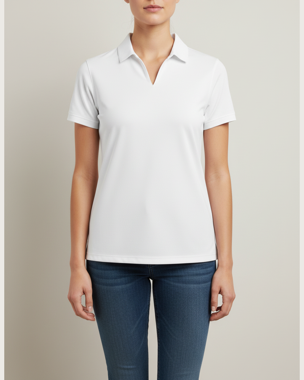 Notre Dame High School Team Store - White Polo - Left Chest (model)