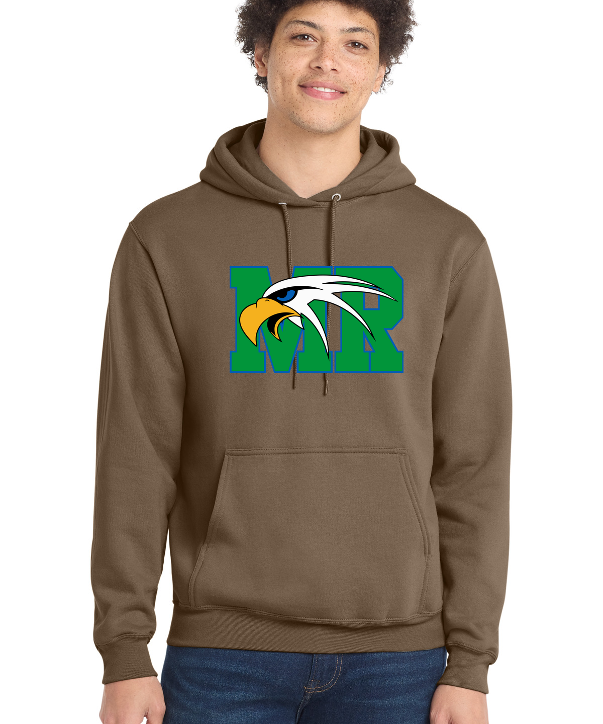 Maple River High School hockey_boys - Woodland Brown Port & Co Core Fleece Pullover Hooded Sweatshirt. PC78H
