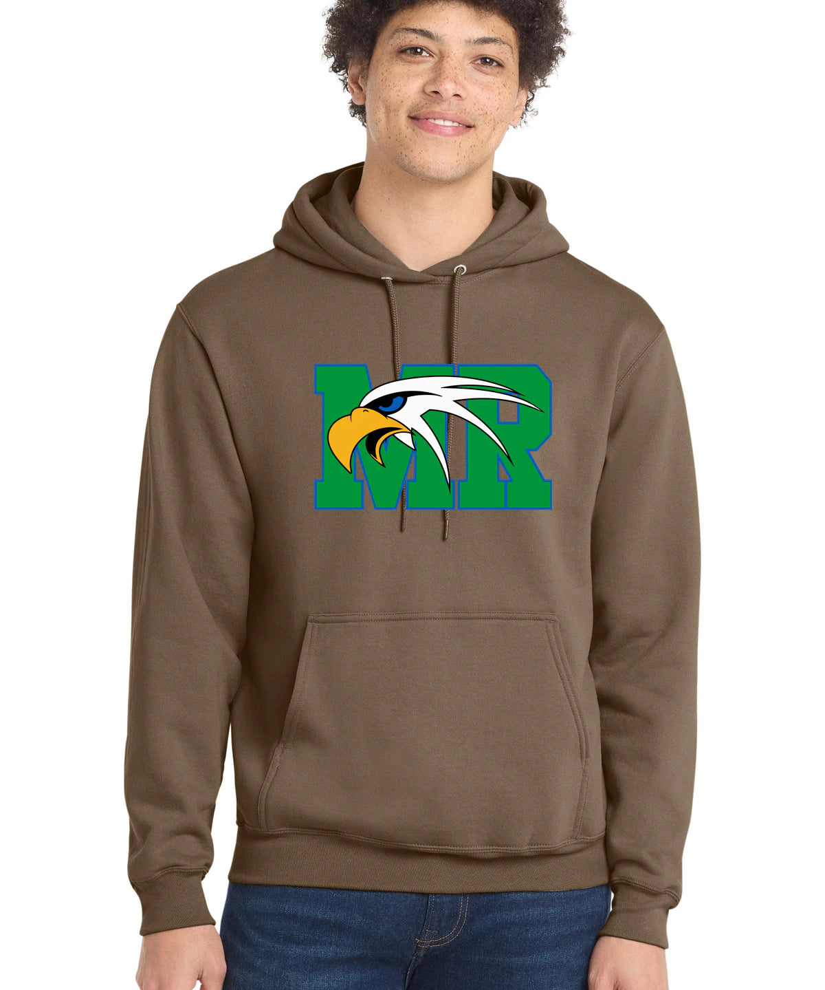 Maple River High School hockey_boys - Woodland Brown Port & Co Core Fleece Pullover Hooded Sweatshirt. PC78H