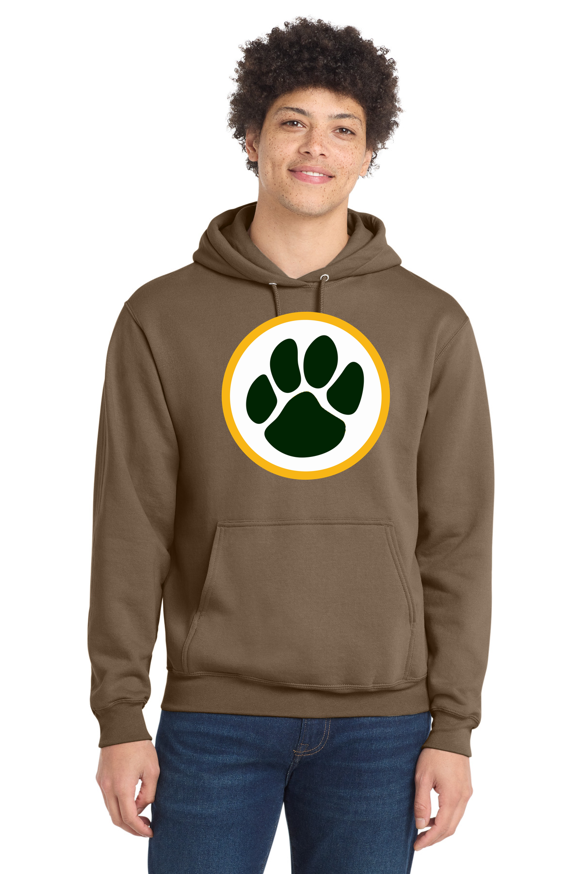Ashwaubenon High School Football (Boys) - Woodland Brown Port & Co Core Fleece Pullover Hooded Sweatshirt. PC78H
