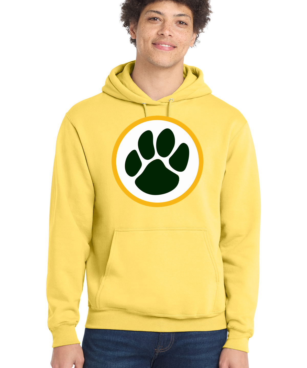 Ashwaubenon High School Football (Boys) - Yellow Port & Co Core Fleece Pullover Hooded Sweatshirt. PC78H