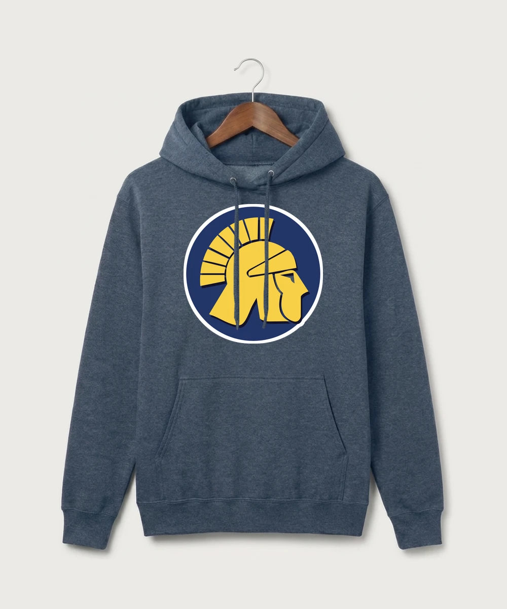 Wausau West High School Cheer - Heather Navy Port & Co Core Fleece Pullover Hooded Sweatshirt. PC78H